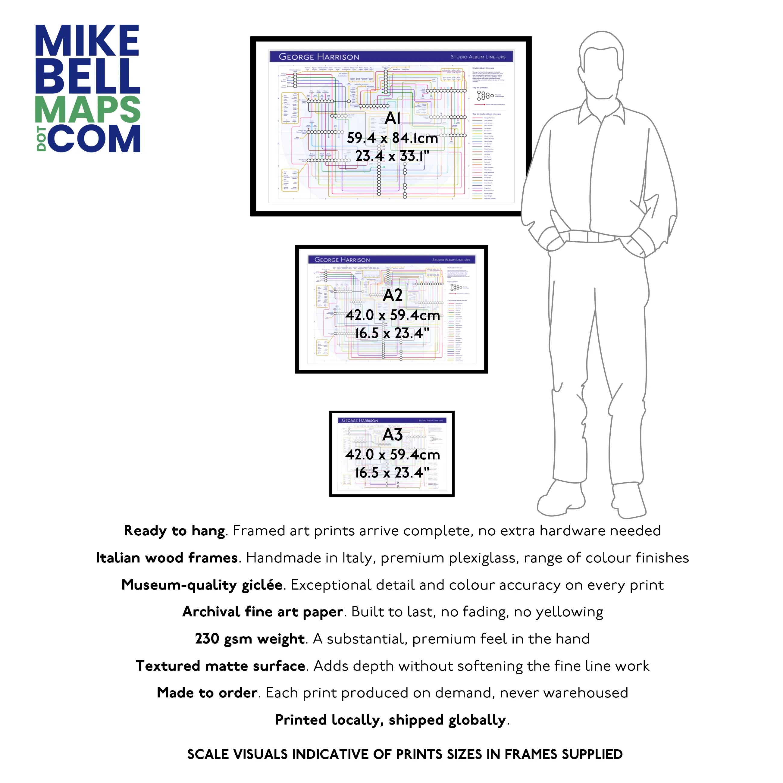Music wall art prints, discography maps, film plot maps and other tube map wall art prints by Mike Bell at mikebellmaps.com.