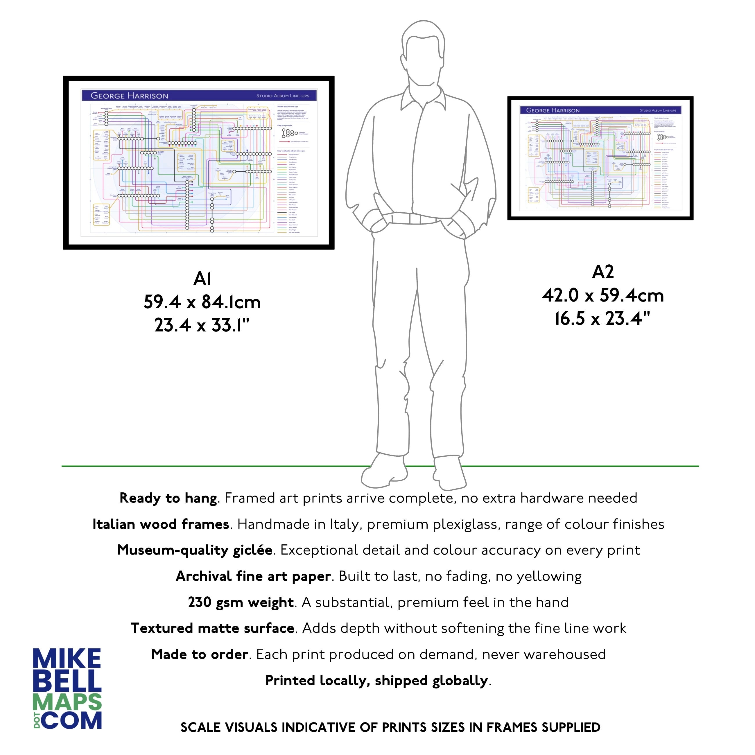 Selection of music wall art prints, film plot maps and tube map art prints from the full Mike Bell collection at mikebellmaps.com.