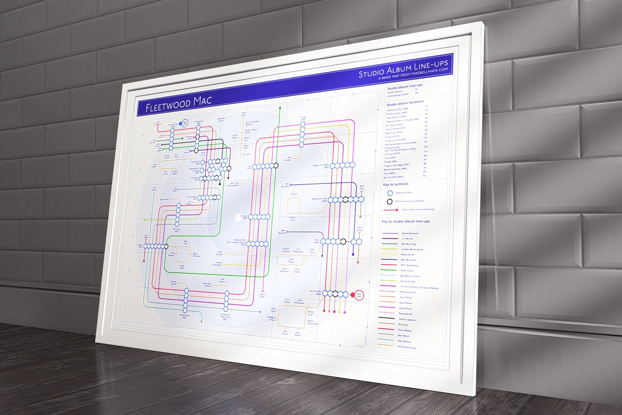 Creative Fleetwood Mac tube map style poster transforming complex information into a map
