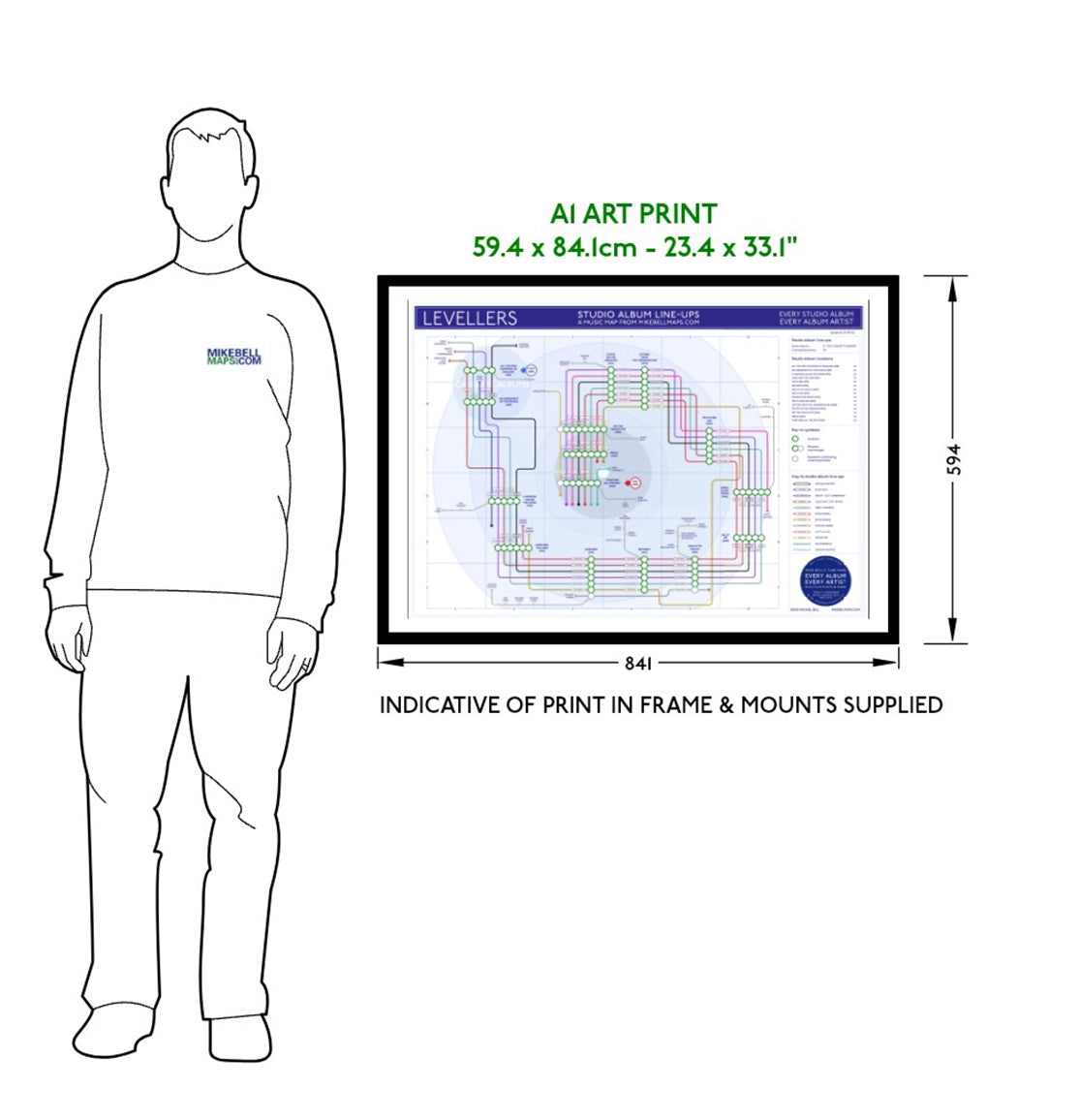 Unique Levellers discography poster showing connections in a transit map design
