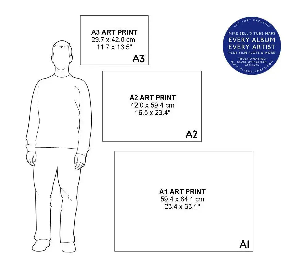 Music map of studio s albums – available in A3 to A1 sizes paper