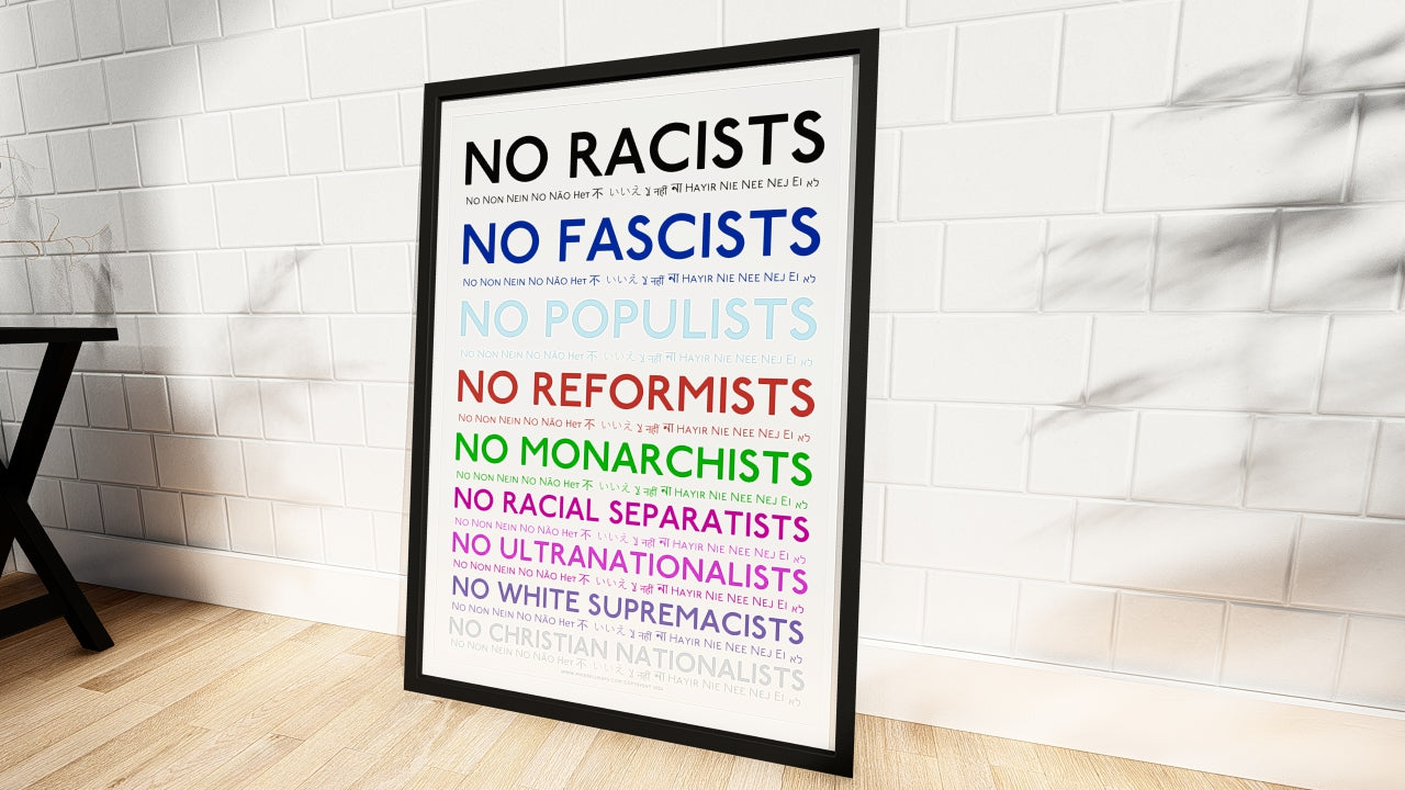 Political anti far right statement text art print