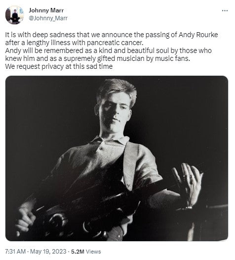 Andy Rourke | Former Smiths bassist | Dies Aged 59