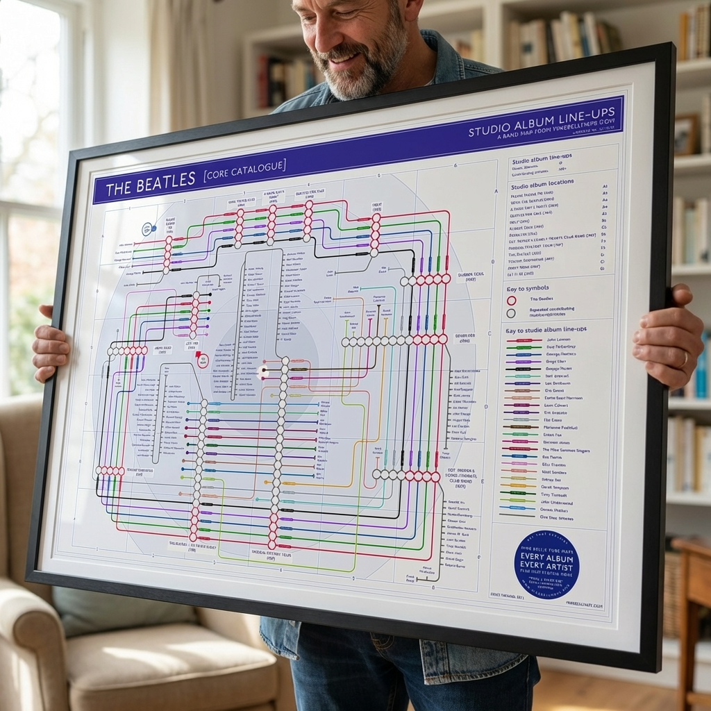 Framed high quality music map being held by recipient
