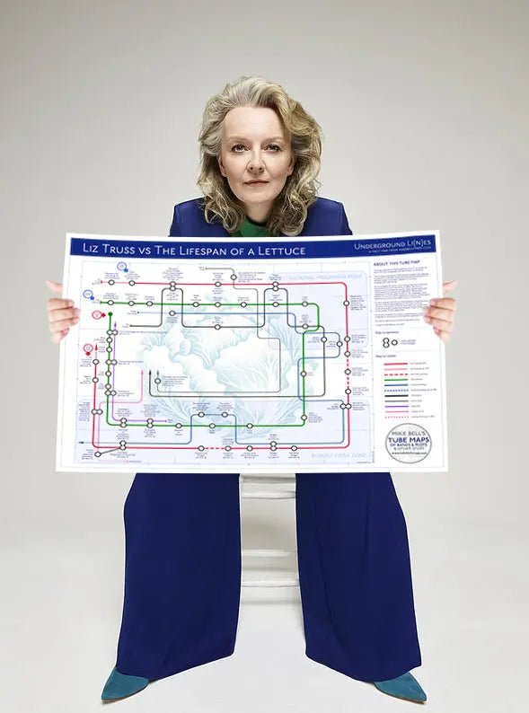 Political Tube Maps as Gifts: The Perfect Satirical Take on Liz Truss vs. Lettuce - MikeBellMaps