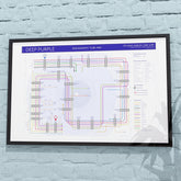 Deep Purple discography map in 36x24in, framed Giclée wall art print of the full studio catalogue, designed by Mike Bell.
