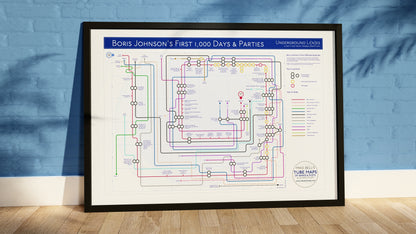 Political lies tube map in frame Boris