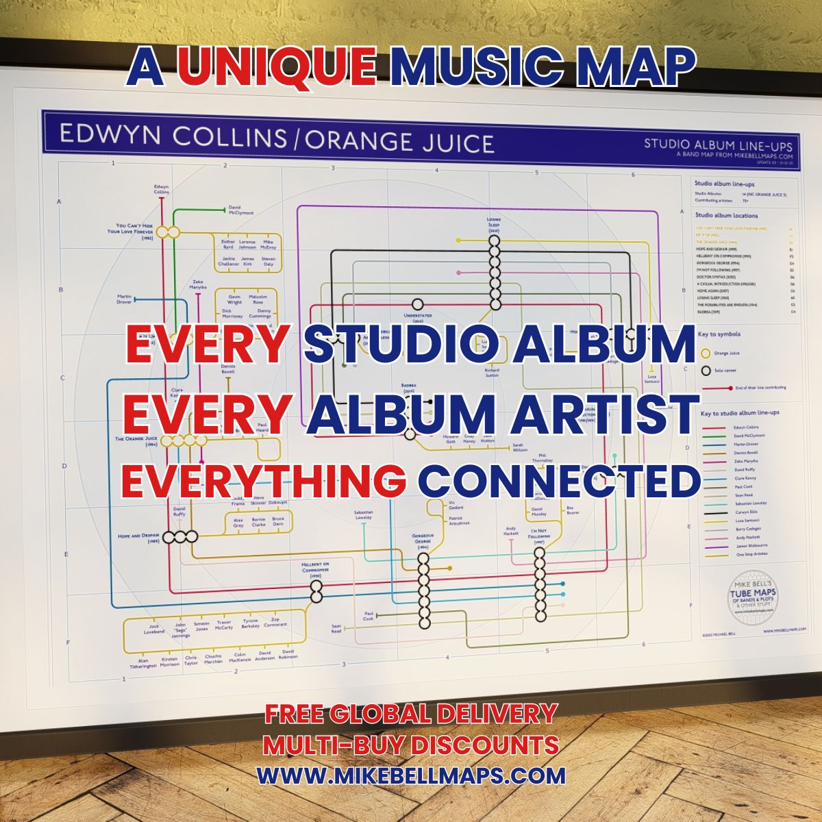 Edwyn Collins Gift & Merch – explore music maps by Mike Bell