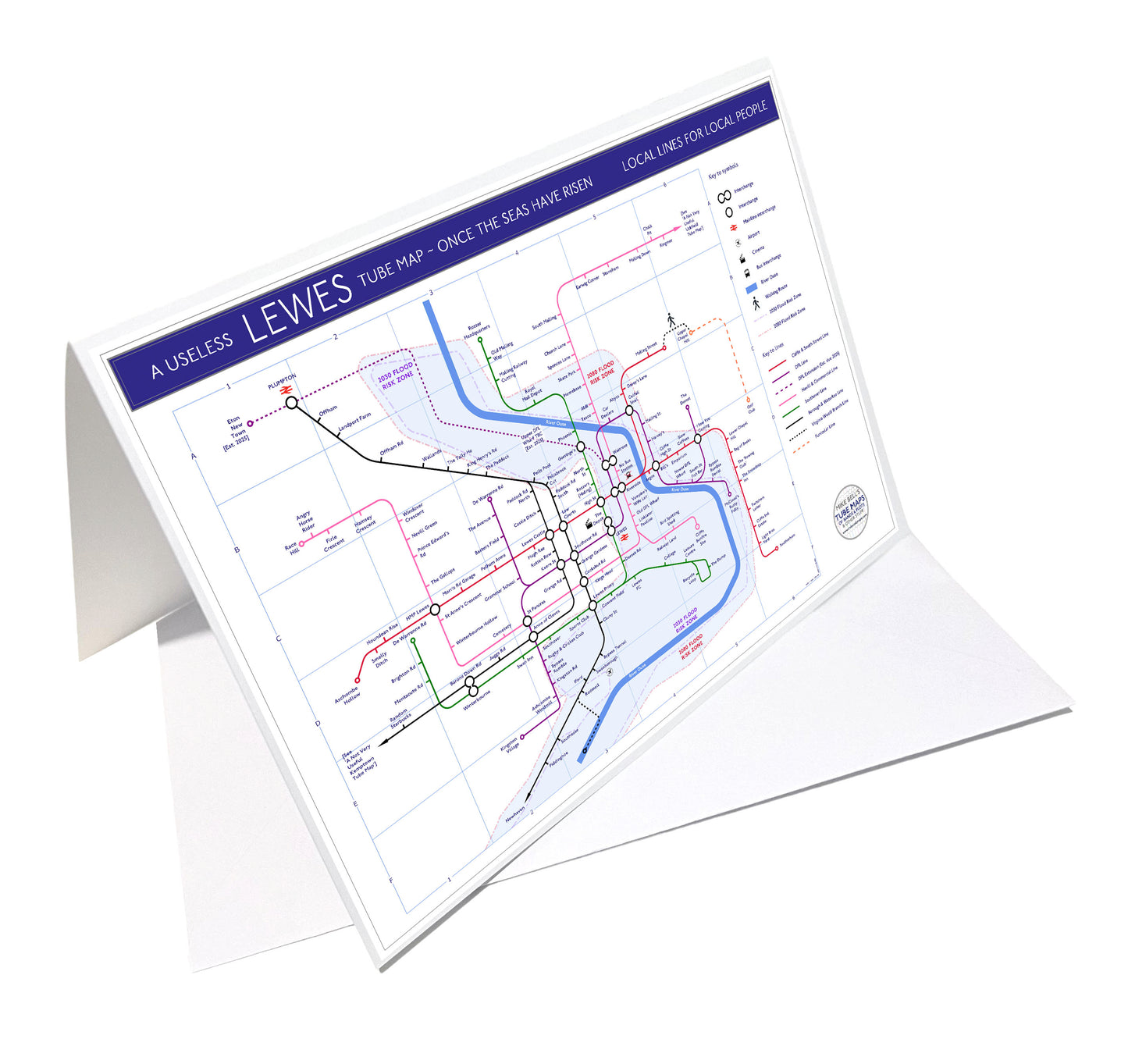 SUSSEX PLACES TUBE MAPS GREETING CARDS