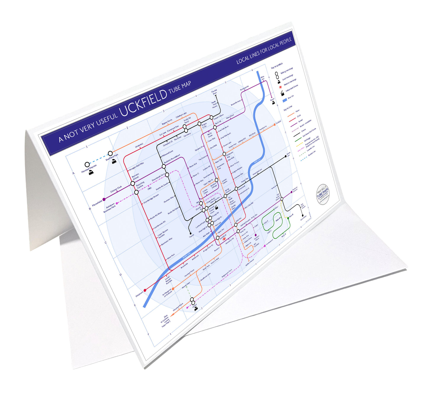 SUSSEX PLACES TUBE MAPS GREETING CARDS