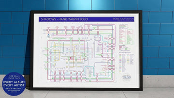 Hank Marvin discography tube map art print by Mike Bell