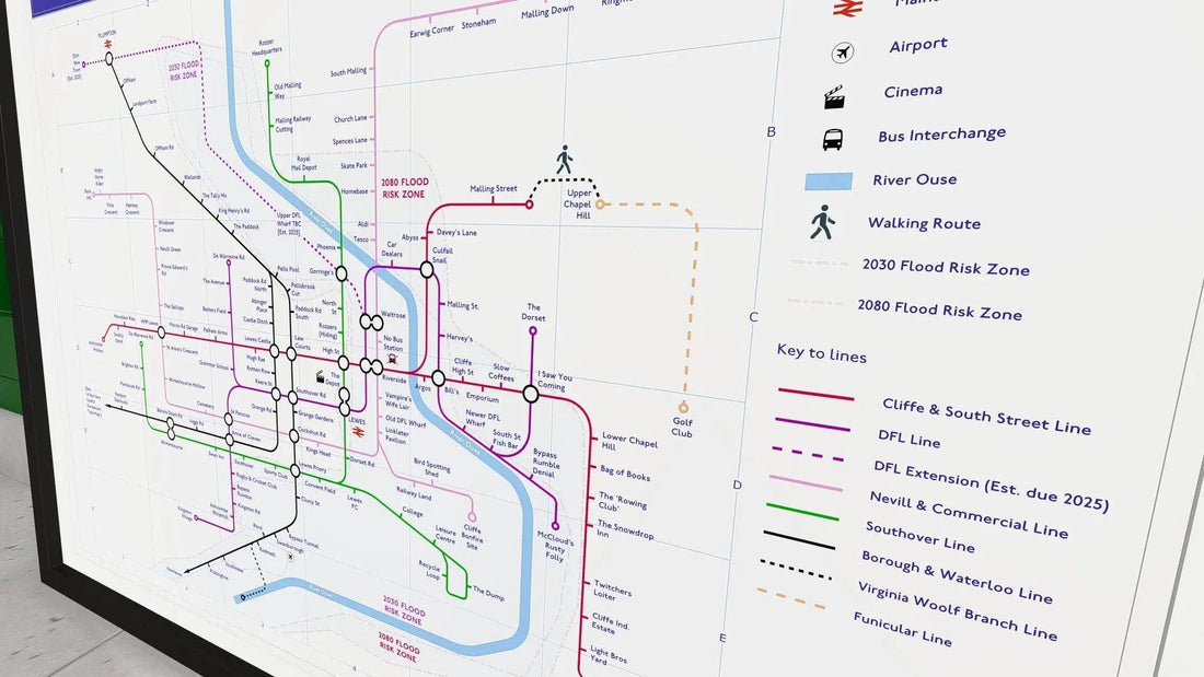 Tube Map Project Workflow Component Lewes Tube Map Art | Gift for Lewesians – MikeBellMaps