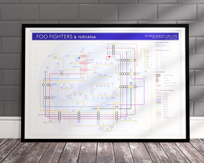 Foo Fighters art print: Unique music map poster featuring the band&