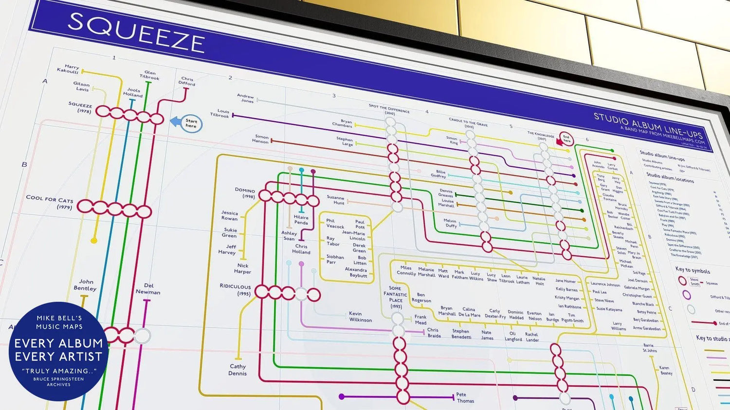 Squeeze Art Prints, unique music map art print.