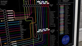 The Beatles art print: Discography tube map by Mike Bell, showing every studio album as stations and musicians as connecting transit lines.
