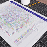 Steely Dan discography tube map in A2 (420x594mm, 18x24in) unframed, Giclée art print showing every studio album as a station on the line, by Mike Bell.