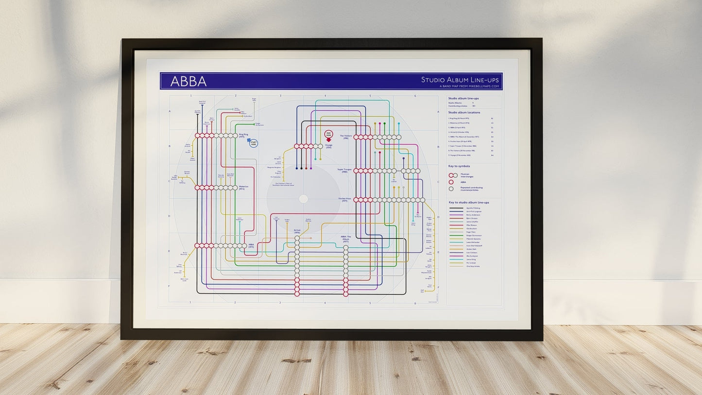 ABBA Albums Music Map - Studio Album Maps - MikeBellMaps