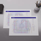 ABBA studio albums map styled in a landscape frame on an interior wall, Giclée print designed by Mike Bell.