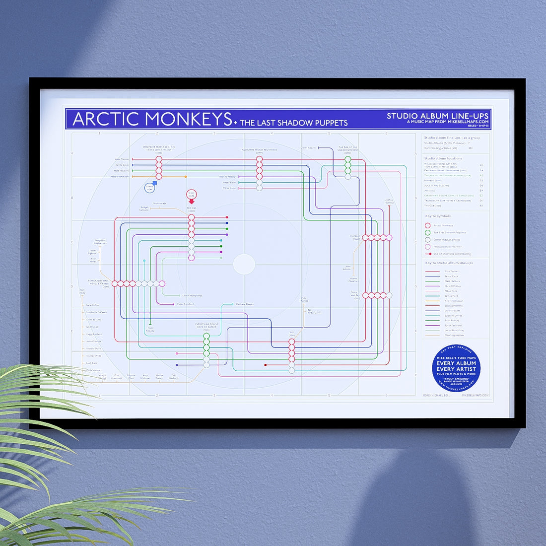 Arctic Monkeys discography map Giclée wall art print from Mike Bell&