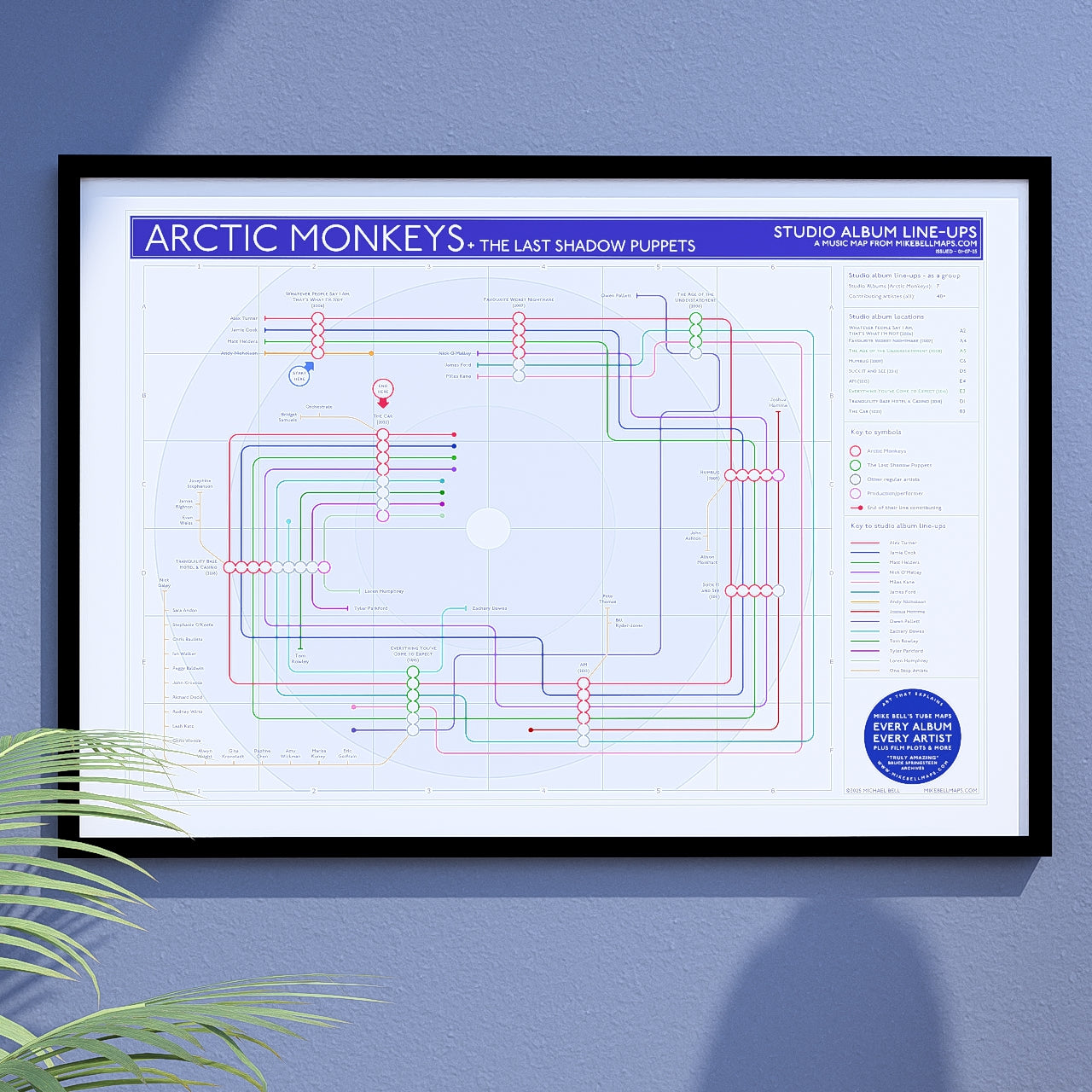 Arctic Monkeys discography map Giclée wall art print from Mike Bell&