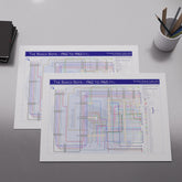 Detail of the Beach Boys discography map Part One tracing the foundational-era albums as map stations, designed by Mike Bell.