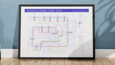 Blondie art print: Mike Bell discography tube map showing every studio album as stations & musicians as transit lines.