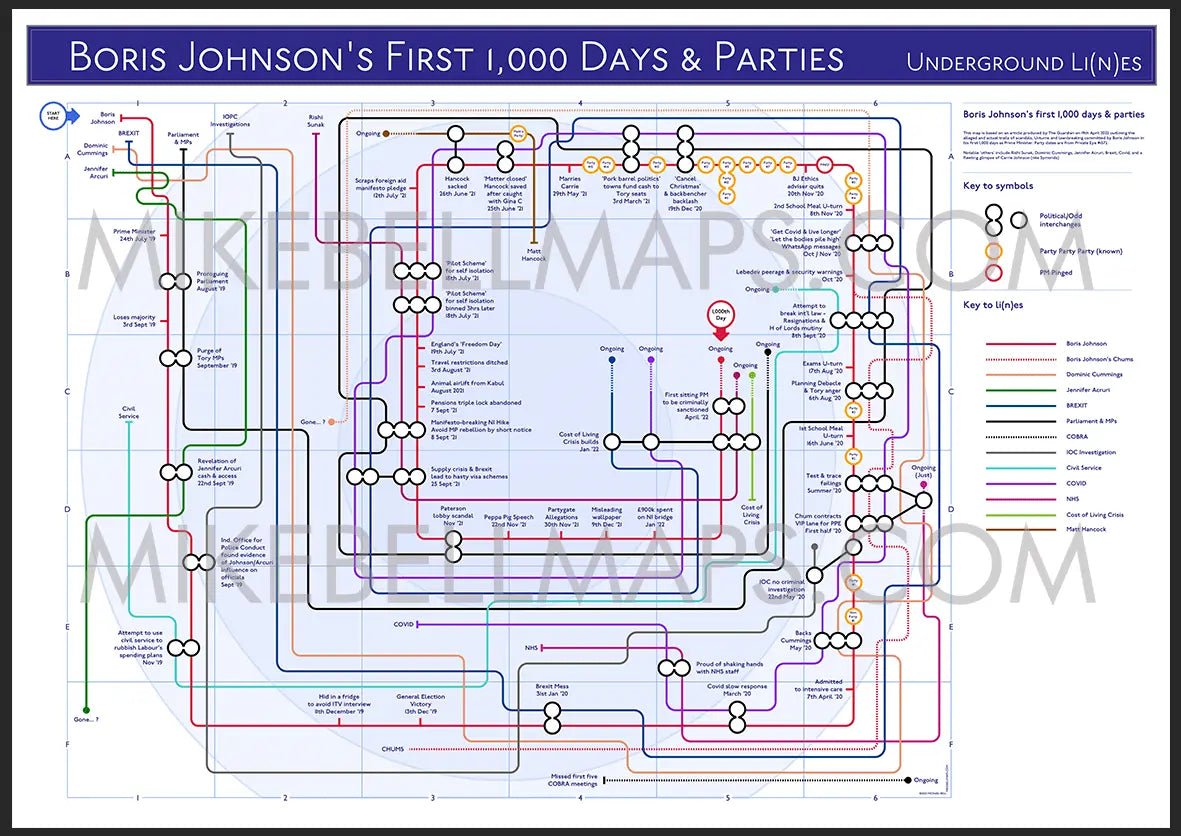 BORIS JOHNSON'S FIRST 1,000 DAYS & PARTIES - Politics - MikeBellMaps