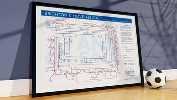 Brighton and Hove Albion history tube map art print by Mike Bell