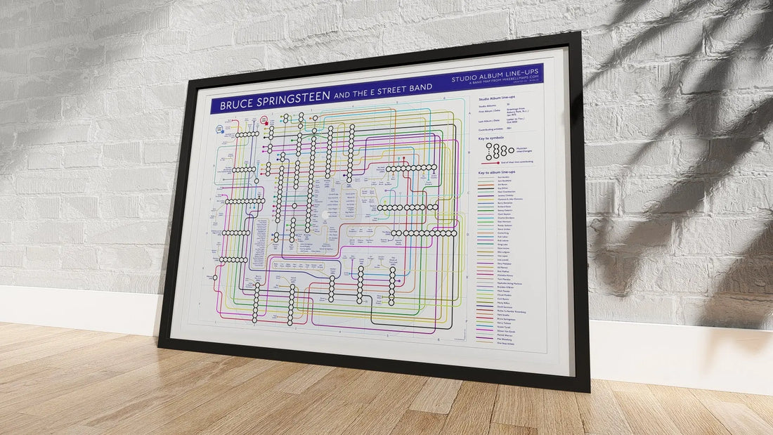 Bruce Springsteen unique art print of a music map.