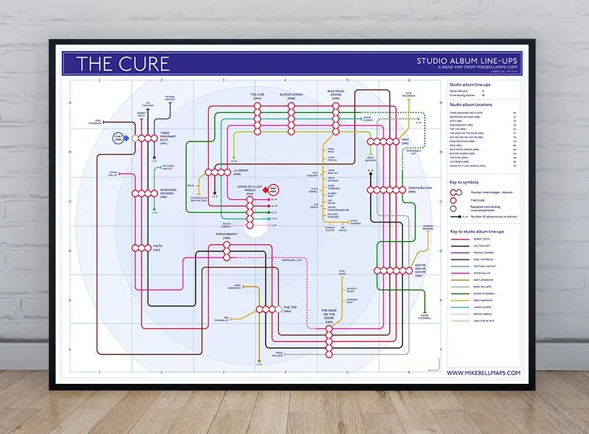 CURE, THE - Discography Band Map - Studio Album Maps - MikeBellMaps