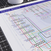 Close-up of the David Bowie discography tube map showing Tony Visconti&