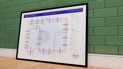 Deep Purple Art Prints: Unique music map displaying the band&