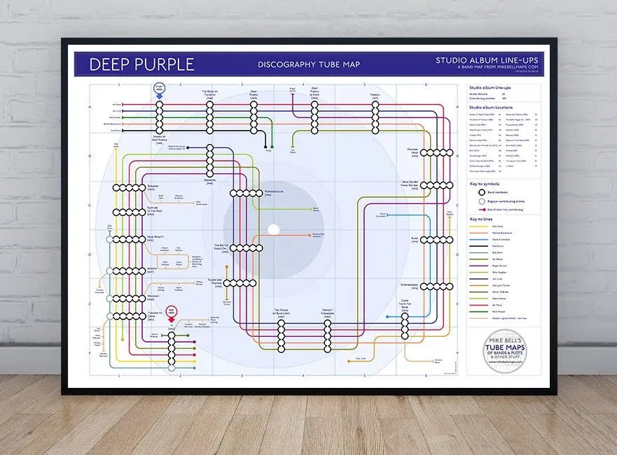 DEEP PURPLE - Discography Band Map - Studio Album Maps - MikeBellMaps