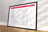 Tube map of Dirty Dancing art print: Detailed tube map style graphic showing every film scene as a station and characters as connecting lines.