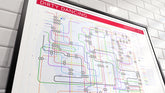 Tube map of Dirty Dancing art print: Detailed transit map showing film plot lines as connecting tube lines with every scene as a station and character lines.