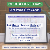 e-gift card for music fans - wall art prints for music and film lovers