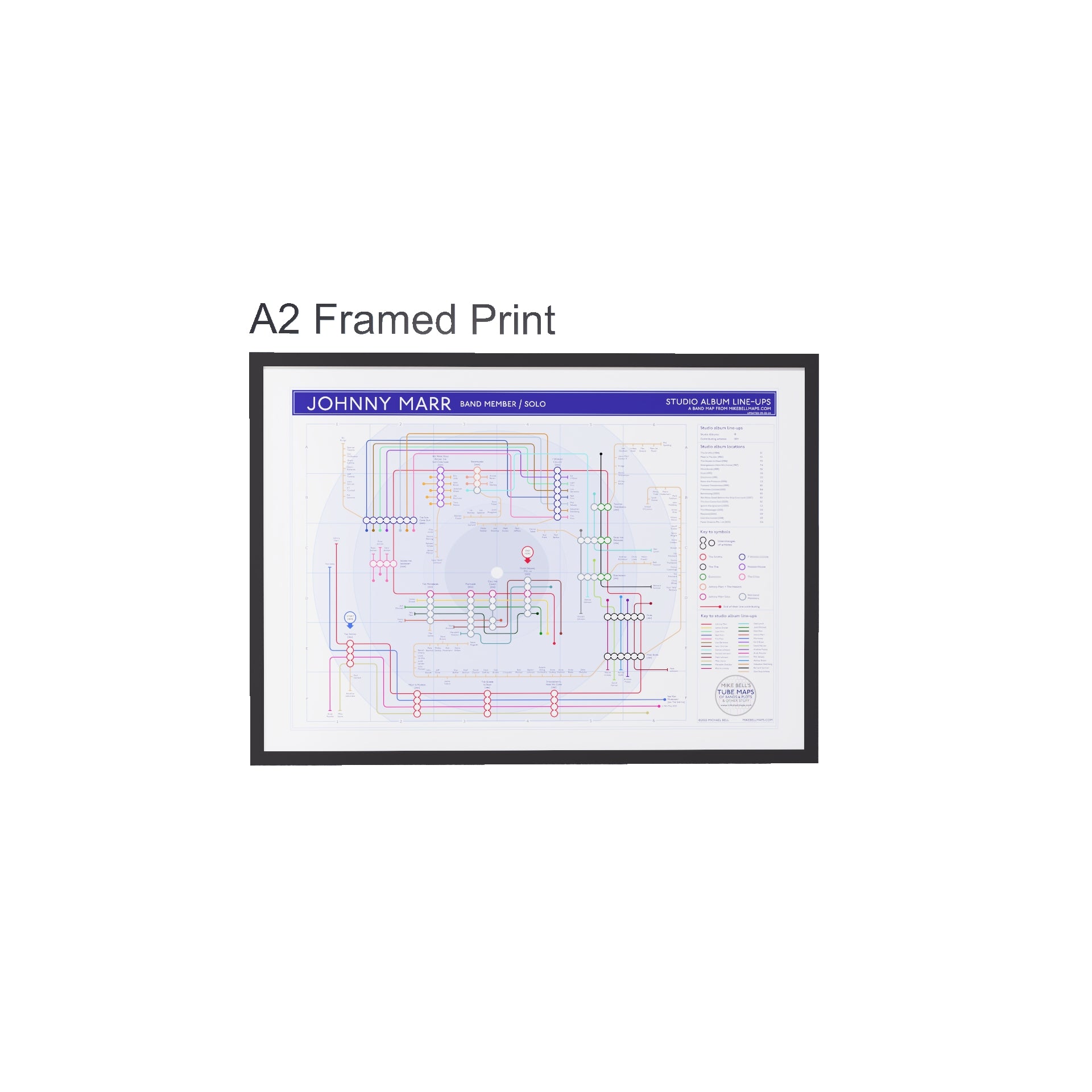 Framed A2 print of a map with &