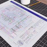 Johnny Marr discography tube map in A2 (420x594mm, 18x24in) unframed, Giclée art print showing every studio album as a station on the line, by Mike Bell.