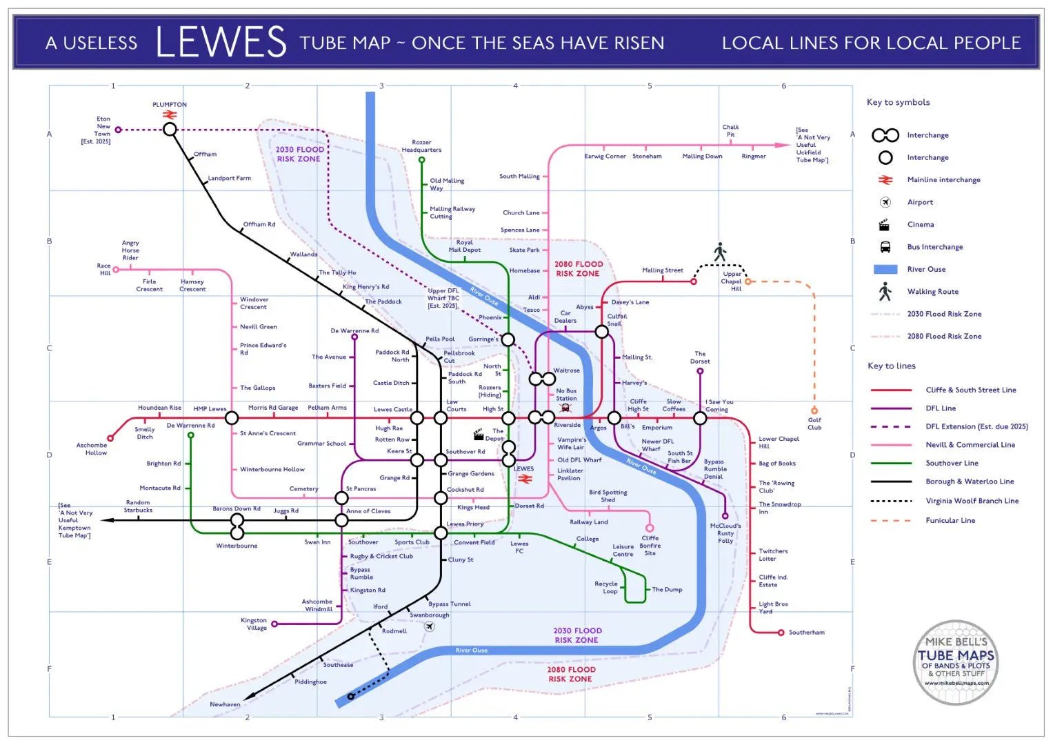 LEWES TUBE MAP (Irreverant) - Places - MikeBellMaps