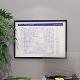 Paul McCartney discography map in A1 size, framed Giclée wall art print in black handmade Italian solid wood frame by Mike Bell.