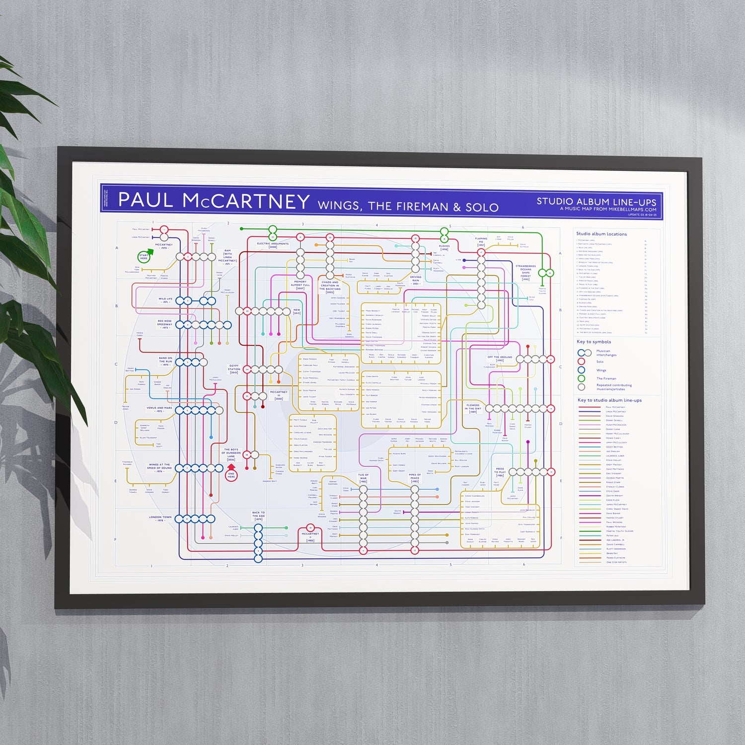 Paul McCartney / Wings Gift for Fans | Music Tube Map Art Print