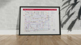 The Shining film plot and character tube map art print, showing scenes as stations and characters as tube lines in A3, A2, A1 sizes.