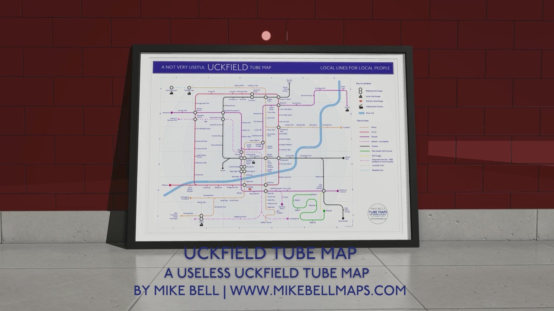 Unique art print of the uckfield tube Local tube map, a vibrant gift option for fans of the area or the London Underground.