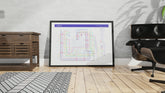 ABBA art print: Discography tube map by Mike Bell, featuring every studio album as stations and musicians as connecting lines.