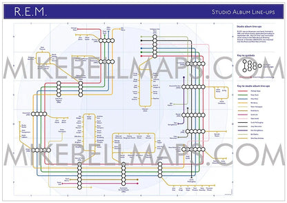 R.E.M. - Discography Band Map - Studio Album Maps - MikeBellMaps