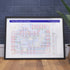 Rolling Stones discography tube map in A1 size, framed Giclée wall art print propped against a wall on the floor, by Mike Bell.