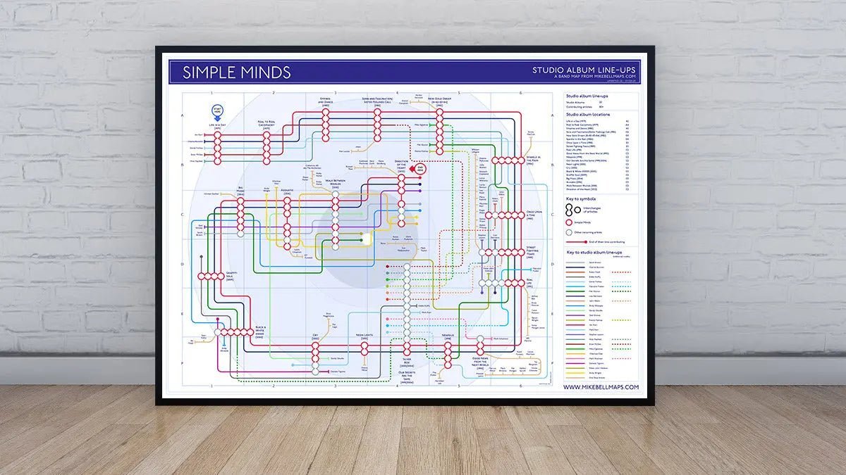 SIMPLE MINDS - Discography Band Map - Studio Album Maps - MikeBellMaps