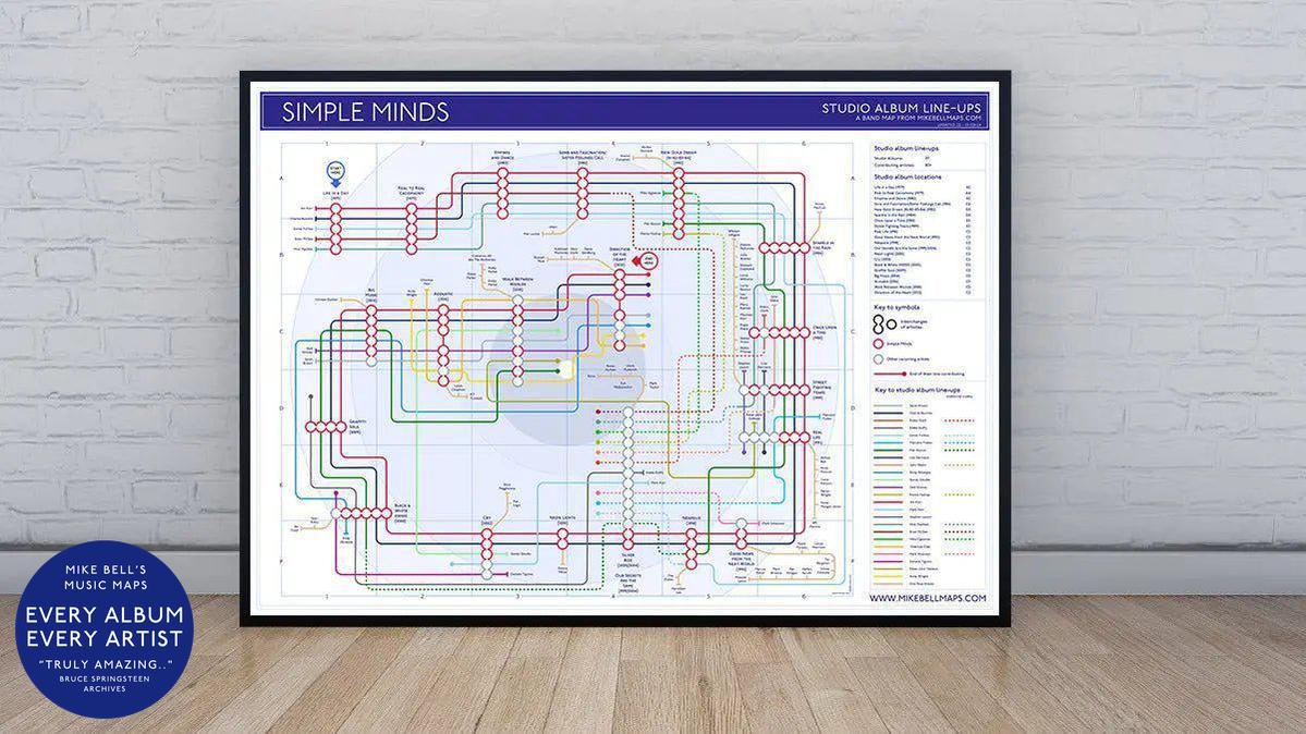 SIMPLE MINDS - Discography Band Map - Studio Album Maps - MikeBellMaps
