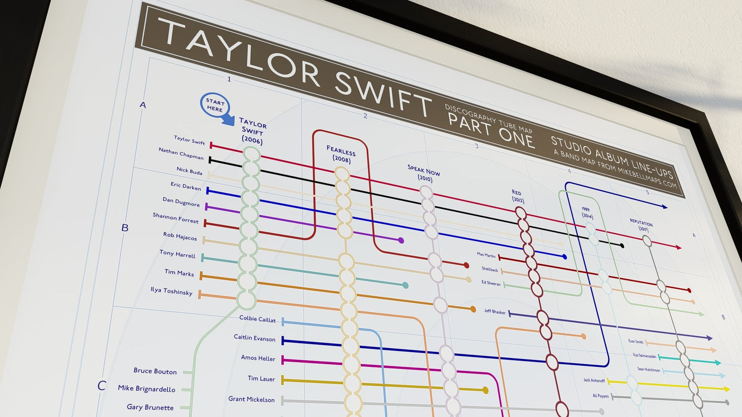 TAYLOR SWIFT (1/3) - '06 to '17 - Studio Album Music Map - Studio Album Maps - MikeBellMaps