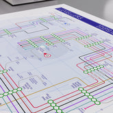 Close-up of The Levellers discography tube map showing Jon Sevink&